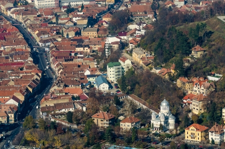 BRASOV, ROMANIA - NOVEMBER 02  Brasov Aerial View on November 02, 2013 in Brasov, Romania  It has been the place for annual markets since 1364 being visited by merchants from the country and abroad のeditorial素材