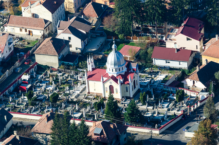 BRASOV, ROMANIA - NOVEMBER 02  Brasov Aerial View on November 02, 2013 in Brasov, Romania  It has been the place for annual markets since 1364 being visited by merchants from the country and abroad のeditorial素材