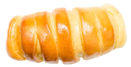 Tasty Croissant With Honey Topping On Whiteの写真素材