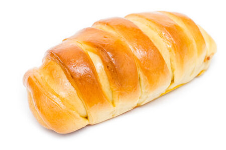 Tasty Croissant With Honey Topping On Whiteの写真素材
