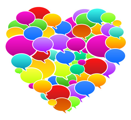 Colored Speech Bubbles Heart Shapeのイラスト素材