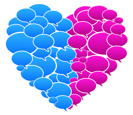 Blue And Pink Colored Speech Bubbles Heart Shapeのイラスト素材