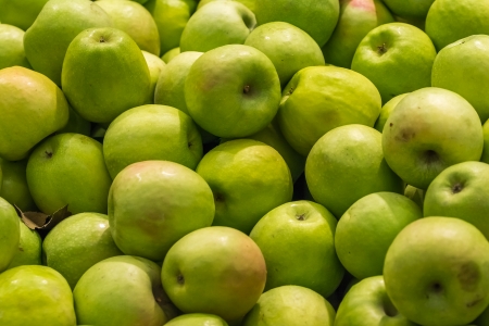 Green Apples In Market Displayの写真素材