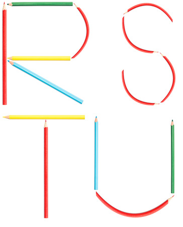 Coloring Pencils Alphabet Letters Set R-U Isolated On Whiteの写真素材