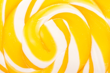 Sweet Yellow Spiral Lollipop Closeupの写真素材