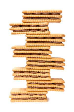 Chocolate Cream Filled Biscuits Towerの写真素材