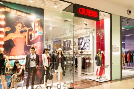 BUCHAREST, ROMANIA - DECEMBER 29  Guess Shop on December 29, 2013 in Bucharest, Romania  Is an American upscale clothing line brand and during the 1980s was one of the most popular brands of jeans のeditorial素材