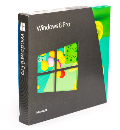 BUCHAREST, ROMANIA - JANUARY 02, 2014  Microsoft Windows 8 Professional Retail Box On White...