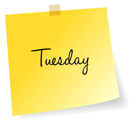 Tuesday Yellow Sticky Note Vector Illustrationのイラスト素材