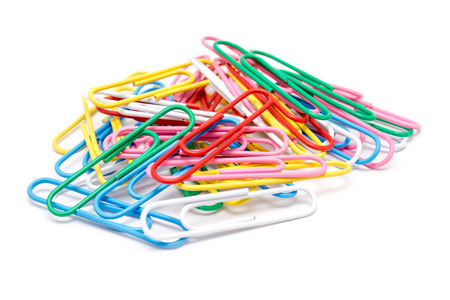 Assorted Paper Clips Isolated On Whiteの写真素材