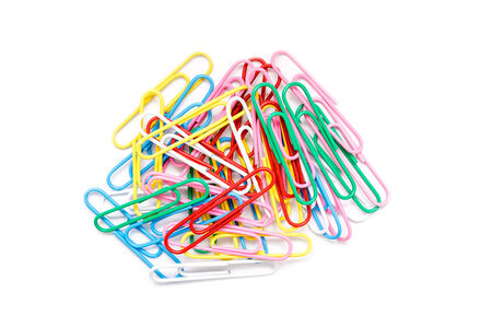 Assorted Paper Clips Isolated On Whiteの写真素材
