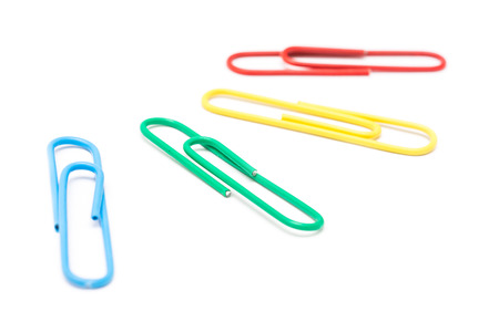 Assorted Paper Clips Isolated On Whiteの写真素材
