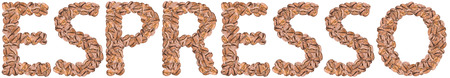 Espresso Word With Coffee Beans Isolated On Whiteの写真素材