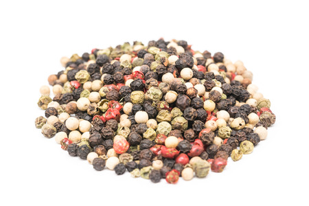 Colored Chili Pepper Mix Isolated On Whiteの写真素材