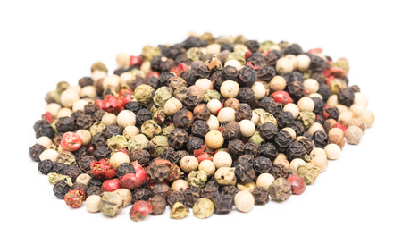 Colored Chili Pepper Mix Isolated On Whiteの写真素材