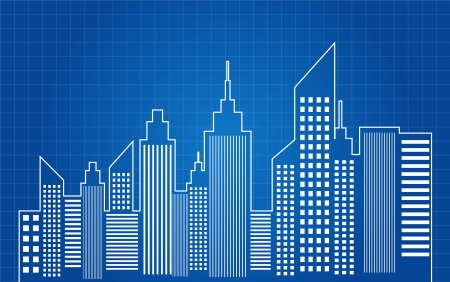 City Skyscrapers Skyline Blueprintのイラスト素材