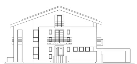 Modern American House Facade Architectural Blueprintのイラスト素材