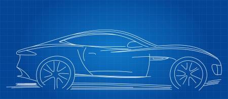 Sports Car Sketch Blueprintのイラスト素材