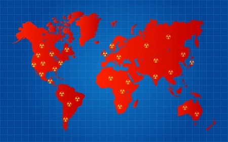 World Map Nuclear Radioactive Attack Locations Conceptのイラスト素材