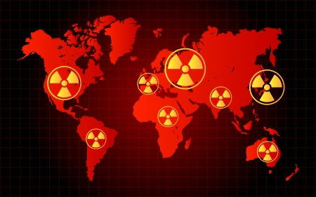 World Map Nuclear Waste Radioactive Hazard Zoneのイラスト素材
