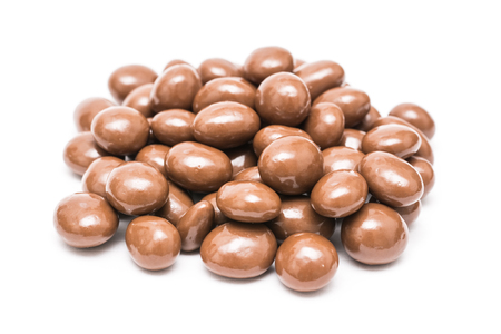 Milk Chocolate Sweets Pile Isolated On Whiteの写真素材