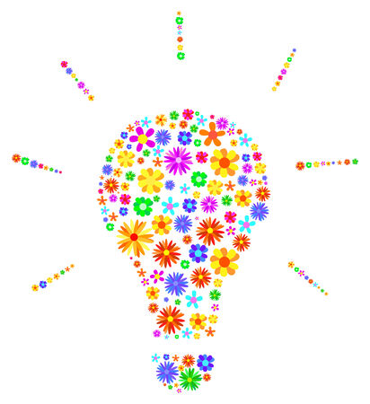Idea Light Bulb Made Of Flowers Abstractのイラスト素材