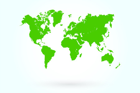 Green World Map With Shadow On Blueish Backgroundのイラスト素材