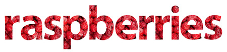 Raspberries Fruits Word Abstract Isolated On Whiteの写真素材