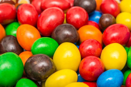 Colorful Mix Of Coated Chocolate Candy Close Upの写真素材