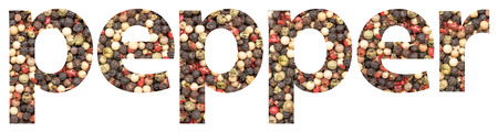 Pepper Word Abstract Isolated On White Made Of Whole Pepper