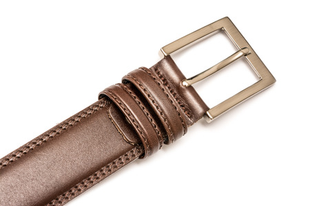 Brown Leather Belt Isolated On Whiteの写真素材