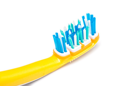 Modern Toothbrush Close Up Isolated On Whiteの写真素材