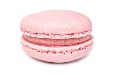Pink French Macaroon Isolated On Whiteの写真素材