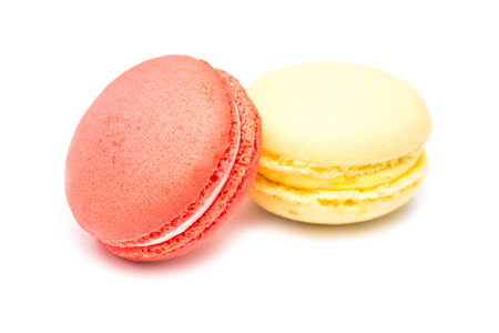 Traditional Colored French Macaroons Isolated On Whiteの写真素材