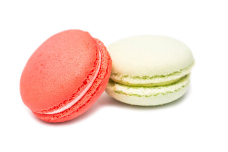 Traditional Colored French Macaroons Isolated On Whiteの写真素材