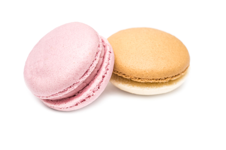 Traditional Colored French Macaroons Isolated On Whiteの写真素材