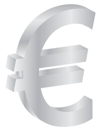 Euro Silver Currency Sign Isolated On Whiteのイラスト素材