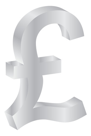 British Pound Silver Currency Sign Isolated On Whiteのイラスト素材