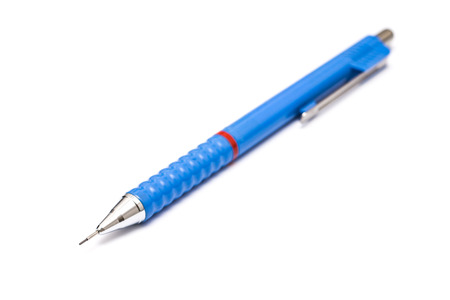 Blue Architect Drawing Pencil Isolated On Whiteの写真素材