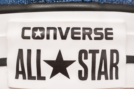 BUCHAREST, ROMANIA - MARCH 16, 2014  All Star Converse Sign On Retro Converse Sneakers  Founded in...