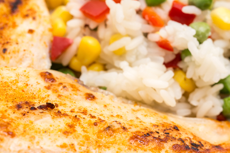 Rice With Vegetables And Chicken Stakeの写真素材