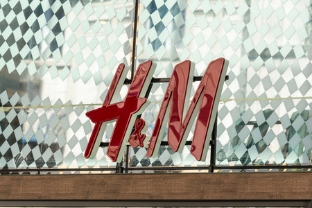 BUCHAREST, ROMANIA - APRIL 26  H M Store Sign On April 26, 2014 In Bucharest, Romania  Hennes  ...