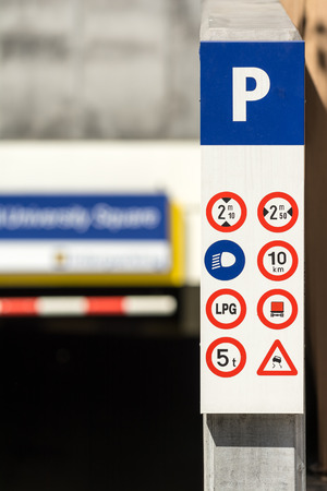 Underground Parking Signs Close Upの写真素材