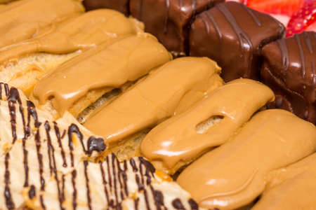 Sweet Eclairs Cakes Close Upの写真素材