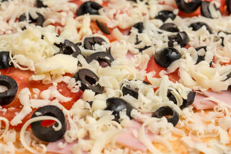 Homemade Pizza Topping Close Upの写真素材