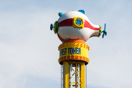 BUCHAREST, ROMANIA - MAY 28, 2014  Fun Park Amusement Submarine Machine In Tineretului Park  Tineretului Park Is One Of The Biggest Parks In Bucharest のeditorial素材