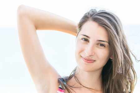 Happy Young Girl Close Up Portraitの写真素材