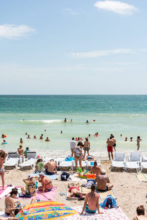COSTINESTI, ROMANIA - JULY 29, 2014: People Enjoying Hot Weather On Costinesti Resort At The Black Sea Beach.のeditorial素材
