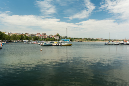 CONSTANTA, ROMANIA - JULY 29, 2014: Modern Yachts And Boats In Constanta Port At The Black Sea.のeditorial素材