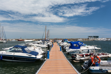 CONSTANTA, ROMANIA - JULY 30, 2014: Modern Yachts And Boats In Constanta Port At The Black Sea.